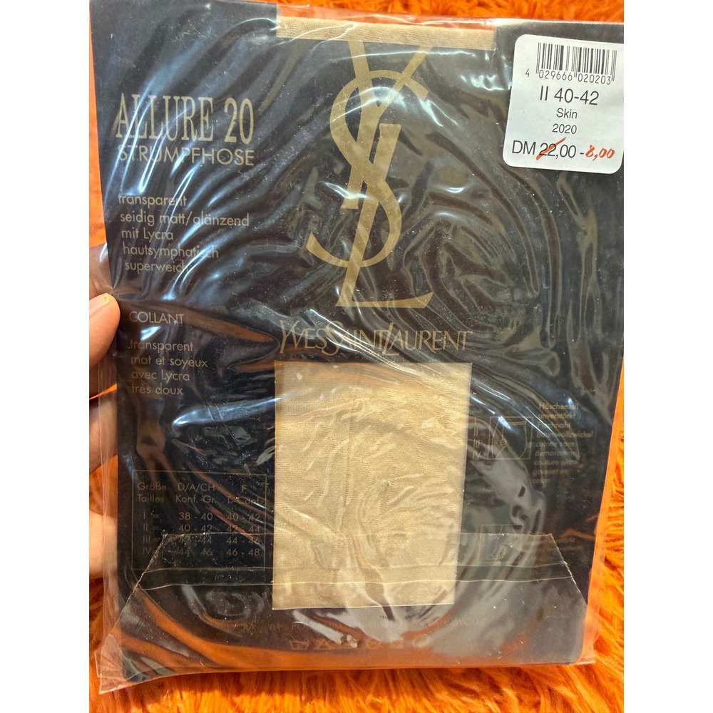 Vintage Yves Saint Laurent Allure 20 Sheer Pantyhose Skin Beige Size II 40-42